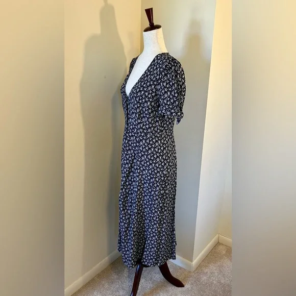 Sezane NWT SZ 6 Vic Dress Navy Floral Iconic French Midi Lanzarote Print - RARE! - Picture 6 of 13